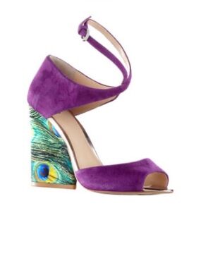 June Ambrose Purple Peacock Wedge Block Heel Women’s Size 9.5
